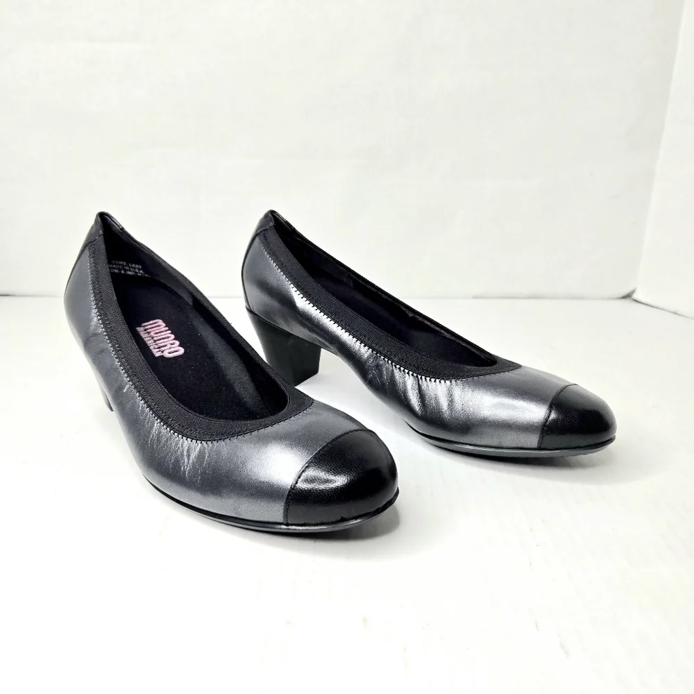 Munro American Leather Pumps. Gray/black. 6.5 W